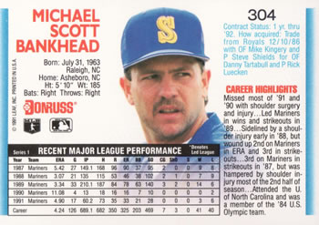 Scott Bankhead  baseball card collectible - Main Image 2