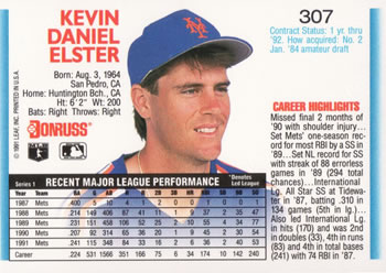 Kevin Elster  baseball card collectible - Main Image 2