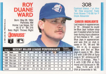 Duane Ward  baseball card collectible - Main Image 2