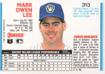 Mark Lee  baseball card collectible - Main Image 2