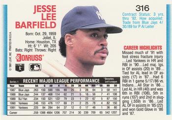 Jesse Barfield  baseball card collectible - Main Image 2