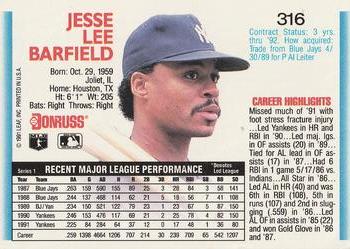 Jesse Barfield  baseball card collectible - Main Image 2
