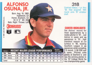 Al Osuna  baseball card collectible - Main Image 2