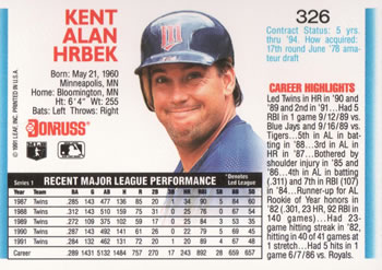 Kent Hrbek  baseball card collectible - Main Image 2