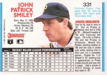 John Smiley  baseball card collectible - Main Image 2
