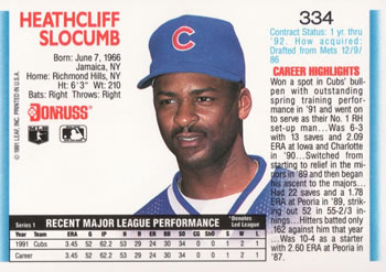 Heathcliff Slocumb  baseball card collectible - Main Image 2