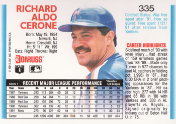 Rick Cerone  baseball card collectible - Main Image 2