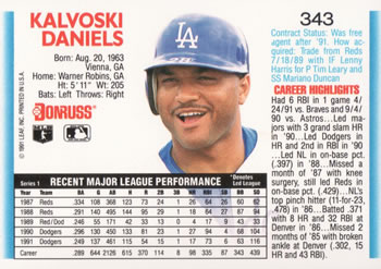 Kal Daniels  baseball card collectible - Main Image 2