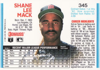 Shane Mack  baseball card collectible - Main Image 2