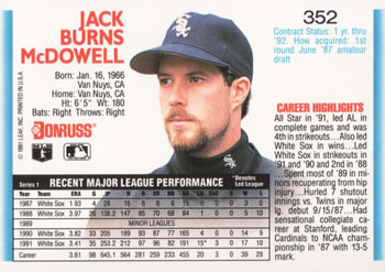 Jack McDowell  baseball card collectible - Main Image 2