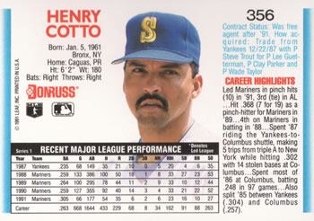 Henry Cotto  baseball card collectible - Main Image 2