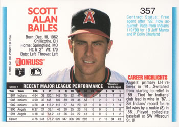 Scott Bailes  baseball card collectible - Main Image 2