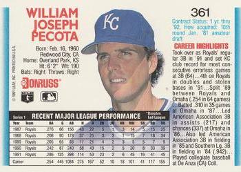 Bill Pecota  baseball card collectible - Main Image 2