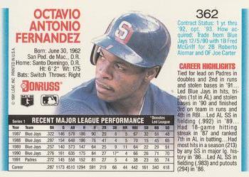 Tony Fernandez  baseball card collectible - Main Image 2