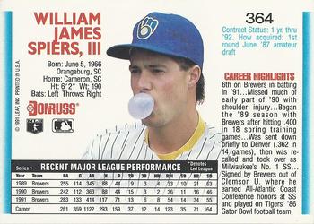 Bill Spiers  baseball card collectible - Main Image 2