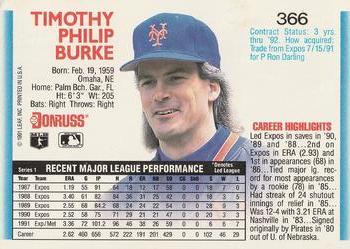 Tim Burke  baseball card collectible - Main Image 2