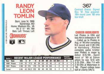 Randy Tomlin  baseball card collectible - Main Image 2