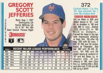 Gregg Jefferies  baseball card collectible - Main Image 2