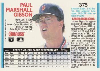 Paul Gibson  baseball card collectible - Main Image 2