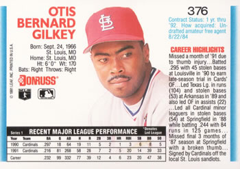 Bernard Gilkey  baseball card collectible - Main Image 2