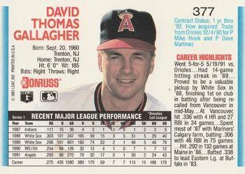 Dave Gallagher  baseball card collectible - Main Image 2