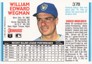 Bill Wegman  baseball card collectible - Main Image 2