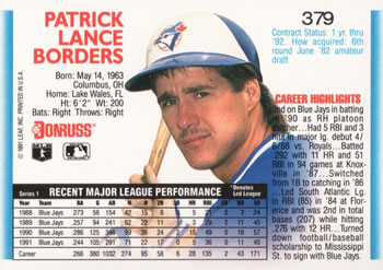 Pat Borders  baseball card collectible - Main Image 2