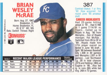 Brian McRae  baseball card collectible - Main Image 2
