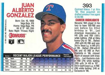 Juan Gonzalez  baseball card collectible - Main Image 2