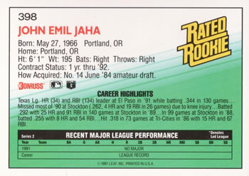 John Jaha  baseball card collectible - Main Image 2