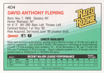 Dave Fleming  baseball card collectible - Main Image 2