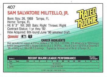 Sam Militello  baseball card collectible - Main Image 2