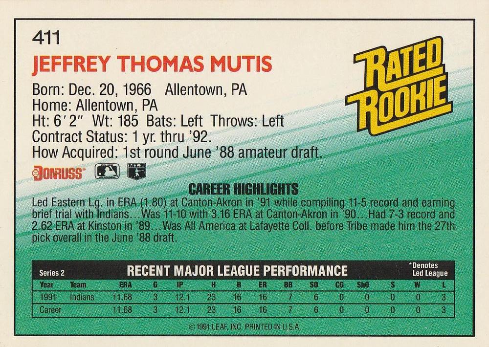 Jeff Mutis  baseball card collectible - Main Image 2