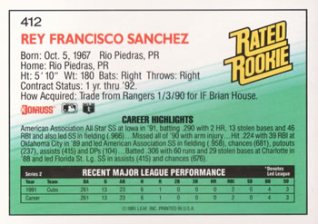 Rey Sanchez  baseball card collectible - Main Image 2