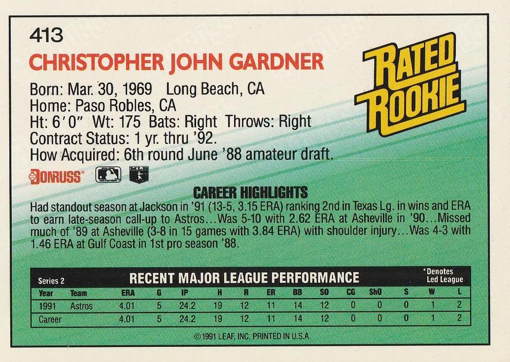 Chris Gardner  baseball card collectible - Main Image 2