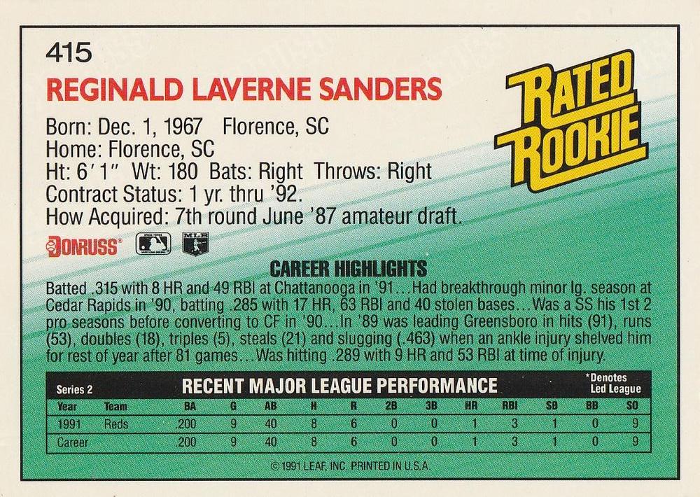 Reggie Sanders  baseball card collectible - Main Image 2