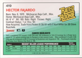 Hector Fajardo  baseball card collectible - Main Image 2