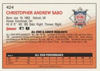 Chris Sabo  baseball card collectible - Main Image 2