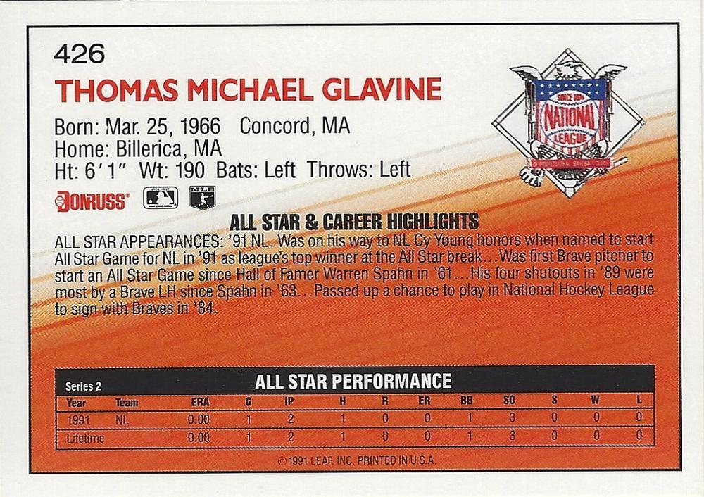 Tom Glavine  baseball card collectible - Main Image 2
