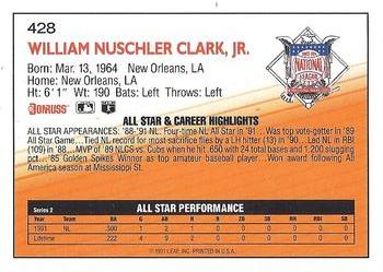 Will Clark  baseball card collectible - Main Image 2