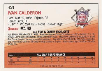 Ivan Calderon  baseball card collectible - Main Image 2