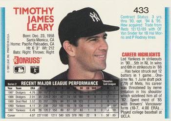 Tim Leary  baseball card collectible - Main Image 2