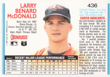 Ben McDonald  baseball card collectible - Main Image 2