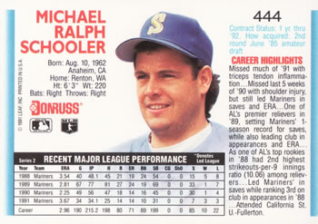 Mike Schooler  baseball card collectible - Main Image 2