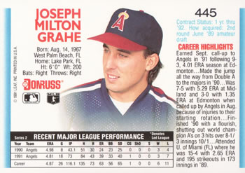 Joe Grahe  baseball card collectible - Main Image 2