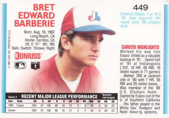 Bret Barberie  baseball card collectible - Main Image 2