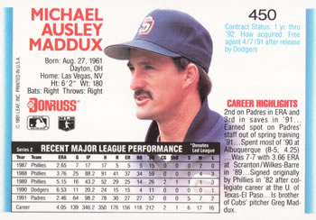 Mike Maddux  baseball card collectible - Main Image 2