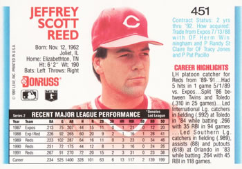 Jeff Reed  baseball card collectible - Main Image 2