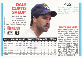 Dale Sveum  baseball card collectible - Main Image 2