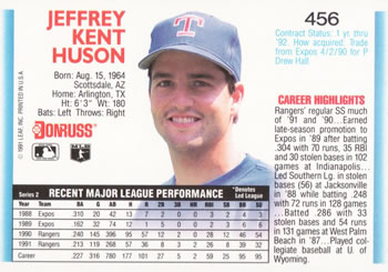 Jeff Huson  baseball card collectible - Main Image 2